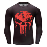New Marvel 2018 Punisher Superhero Superman/Batman Men Long Sleeve T Shirt G ym Compression Tights Tops Fitness T-shirt