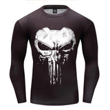 New Marvel 2018 Punisher Superhero Superman/Batman Men Long Sleeve T Shirt G ym Compression Tights Tops Fitness T-shirt