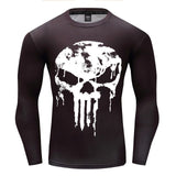 New Marvel 2018 Punisher Superhero Superman/Batman Men Long Sleeve T Shirt G ym Compression Tights Tops Fitness T-shirt