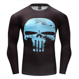 New Marvel 2018 Punisher Superhero Superman/Batman Men Long Sleeve T Shirt G ym Compression Tights Tops Fitness T-shirt