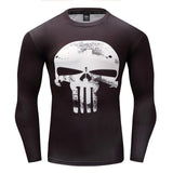 New Marvel 2018 Punisher Superhero Superman/Batman Men Long Sleeve T Shirt G ym Compression Tights Tops Fitness T-shirt