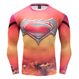 New Marvel 2018 Punisher Superhero Superman/Batman Men Long Sleeve T Shirt G ym Compression Tights Tops Fitness T-shirt