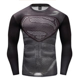 New Marvel 2018 Punisher Superhero Superman/Batman Men Long Sleeve T Shirt G ym Compression Tights Tops Fitness T-shirt