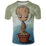 Marvel Movie T-shirt Cute Style O-neck High Quality Short Sleeves T-shirt Galaxy Groot Streetwear Fashion Plus size S-4xl