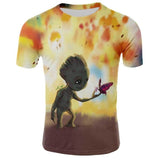 Marvel Movie T-shirt Cute Style O-neck High Quality Short Sleeves T-shirt Galaxy Groot Streetwear Fashion Plus size S-4xl