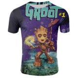 Marvel Movie T-shirt Cute Style O-neck High Quality Short Sleeves T-shirt Galaxy Groot Streetwear Fashion Plus size S-4xl