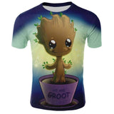 Marvel Movie T-shirt Cute Style O-neck High Quality Short Sleeves T-shirt Galaxy Groot Streetwear Fashion Plus size S-4xl