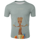 Marvel Movie T-shirt Cute Style O-neck High Quality Short Sleeves T-shirt Galaxy Groot Streetwear Fashion Plus size S-4xl
