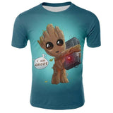 Marvel Movie T-shirt Cute Style O-neck High Quality Short Sleeves T-shirt Galaxy Groot Streetwear Fashion Plus size S-4xl