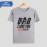 Father Day Gift Dad I Love You 3000 Tshirt 100% Cotton Awesome T-Shirts Avengers Super Hero Marvel Tees Short Sleeve Tops 4XL