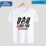Father Day Gift Dad I Love You 3000 Tshirt 100% Cotton Awesome T-Shirts Avengers Super Hero Marvel Tees Short Sleeve Tops 4XL