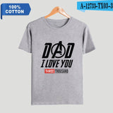Father Day Gift Dad I Love You 3000 Tshirt 100% Cotton Awesome T-Shirts Avengers Super Hero Marvel Tees Short Sleeve Tops 4XL