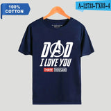 Father Day Gift Dad I Love You 3000 Tshirt 100% Cotton Awesome T-Shirts Avengers Super Hero Marvel Tees Short Sleeve Tops 4XL
