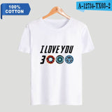 Father Day Gift Dad I Love You 3000 Tshirt 100% Cotton Awesome T-Shirts Avengers Super Hero Marvel Tees Short Sleeve Tops 4XL