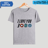 Father Day Gift Dad I Love You 3000 Tshirt 100% Cotton Awesome T-Shirts Avengers Super Hero Marvel Tees Short Sleeve Tops 4XL