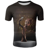 Summer Groot Harajuku Anime T-Shirt Cotton Short Sleeves Casual Male Tshirt men Marvel street fashion casual clothing