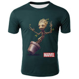 Summer Groot Harajuku Anime T-Shirt Cotton Short Sleeves Casual Male Tshirt men Marvel street fashion casual clothing