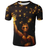 Summer Groot Harajuku Anime T-Shirt Cotton Short Sleeves Casual Male Tshirt men Marvel street fashion casual clothing
