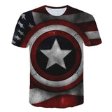 Harajuku Summer Fashion Superhero Spiderman Batman Avengers Captain America Distressed Shield Logo Marvel Comics Adult t-Shirt