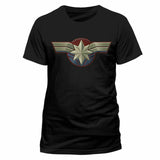 T-shirt Marvel Comics - Captain Marvel Logo Crest Symbol Print Black T-Shirt